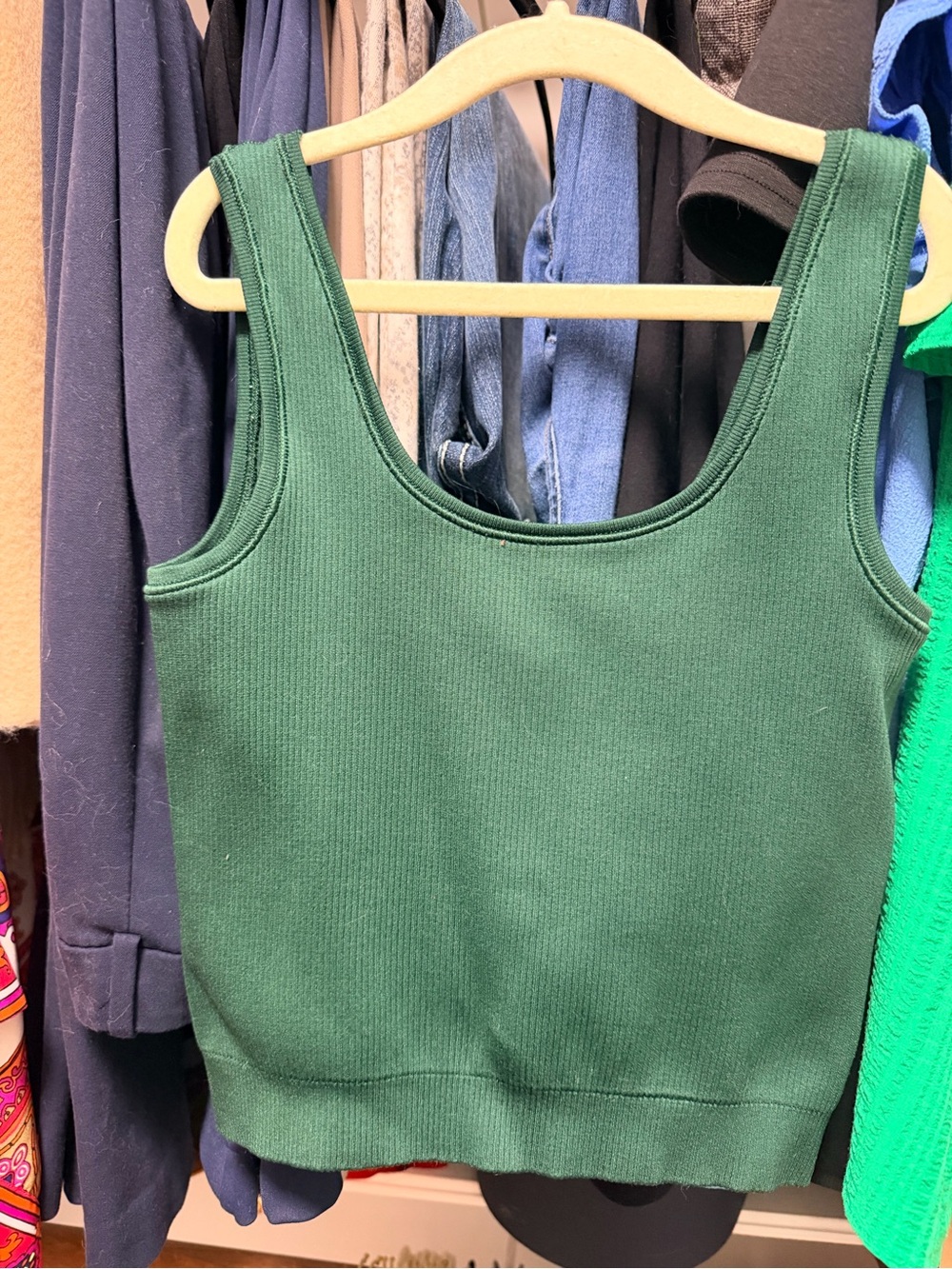 Athleta Girl 12 Forest Green Ribbed Tank Top
